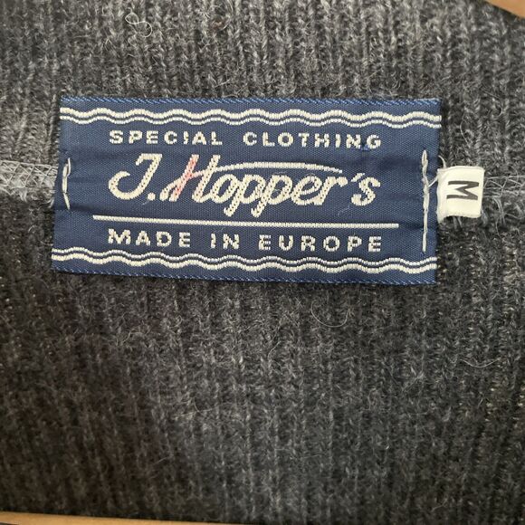 Vintage T Hopper’s Sweater M‎ Wool Blend Gray Full Zip Fishermans Made In France - Picture 5 of 6